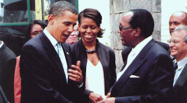 Dr Chris Kirubi seen here with the Obamas during their 2006 visit/FILE