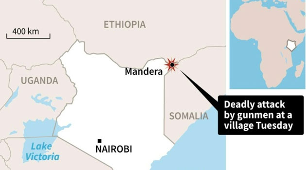 Map of Kenya locating a deadly attack by gunmen at a village Tuesday © AFP