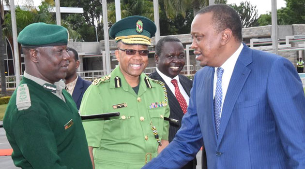 President Kenyatta is seen off at JKIA earlier Monday/PSCU