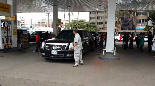 The vehicles attracted a curious crowd of onlookers as they fuelled before they weaved in and out of traffic headed for an unknown location/COURTESY