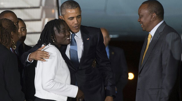 Something obvious for all to see when on disembarking, President Obama embraced his half-sister Auma.