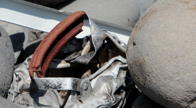 The metallic debris found on a beach on La Reunion island/AFP