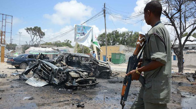 In a second attack late Saturday, at least four civilians died when a car bomb went off near a police station in Mogadishu, officials said/FILE