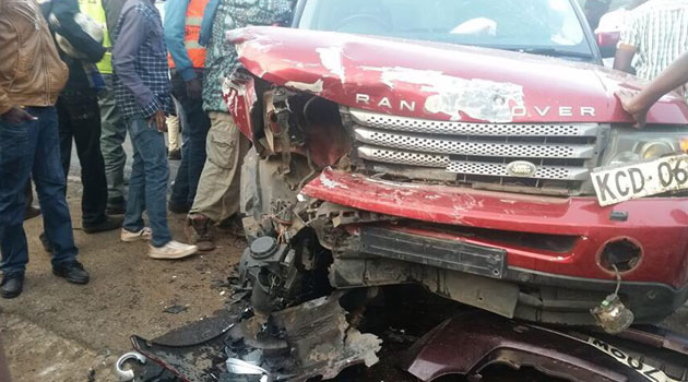 The accident involving a Range Rover and a saloon car occurred at Manguo area in Limuru where a woman was killed and her husband wounded. Photo/FILE.