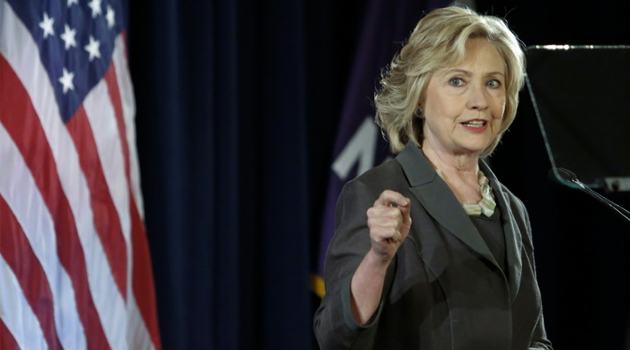 Democratic presidential candidate Hillary Clinton speaks at a conference in New York, July 24, 2015/AFP