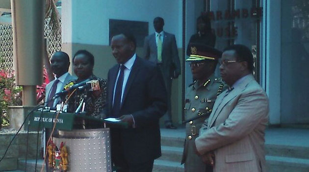 Interior Cabinet Secretary Joseph Nkaissery says the new changes take effect immediately while directing all officers affected to report to their new stations not later than Monday/FILE