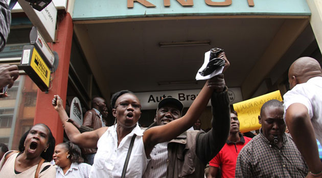 Kenya National Union of Teachers (KNUT) Secretary General Wilson Sossion urged teachers to ignore the threats and instead gather at their branch headquarters as countrywide demonstrations take place/MIKE KARIUKI