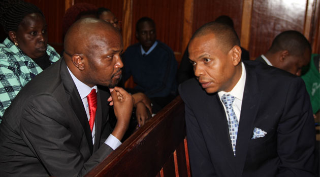 MP Moses Kuria with his lawyer Danson Mungatana. Photo FILE