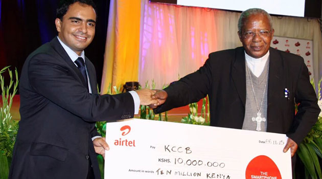 The cheque was presented by the company management led by Airtel Kenya CEO Adil El Youssefi to the KCCB team during a fundraising dinner at the Kenyatta International Convention Centre at the weekend/FILE
