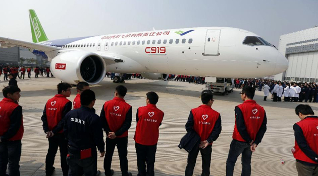 China's first big passenger plane C919, a narrow-body jet which can seat 168 passengers/AFP