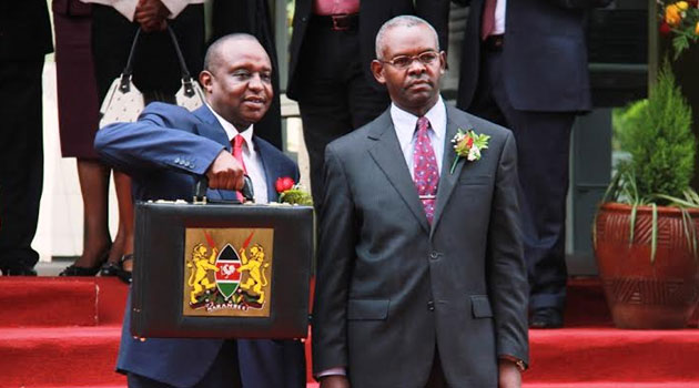 National Treasury CS Henry Rotich with PS Kamau Thugge. Photo/ FILE