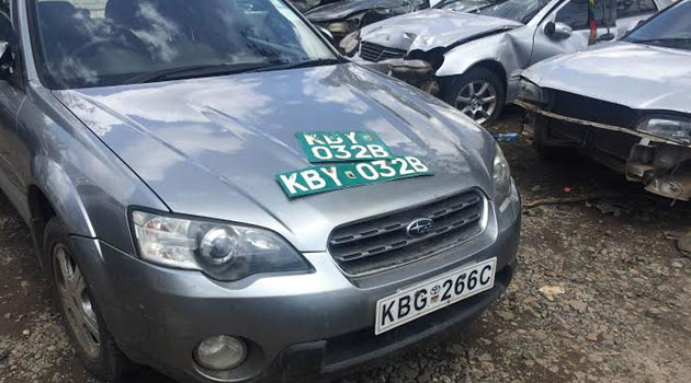  The Subaru Outback official plates had been removed and replaced with civilian plates. 