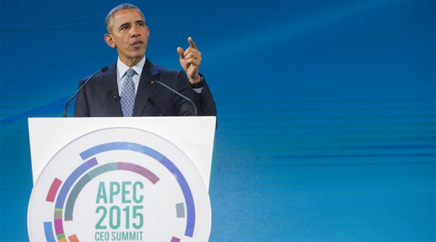 US President Barack Obama speaks at the Asia-Pacific Economic Cooperation (APEC) CEO summit in Manila on November 18, 2015  © AFP