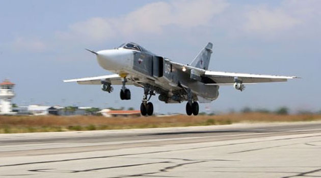 A file picture taken on October 3, 2015 shows a Russian Sukhoi Su-24 bomber taking off from the Hmeimim airbase in the Syrian province of Latakia/AFP