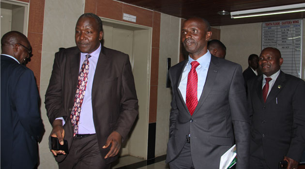 KNUT Secretary General Wilson Sossion walks out of a meeting with new Education CS Fred Matiang'i on Monday. Photo/ MIKE KARIUKI