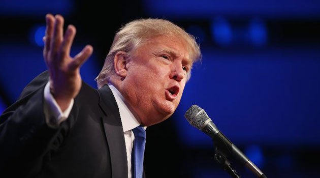 US Republican presidential candidate Donald Trump addresses a campaign rally/AFP