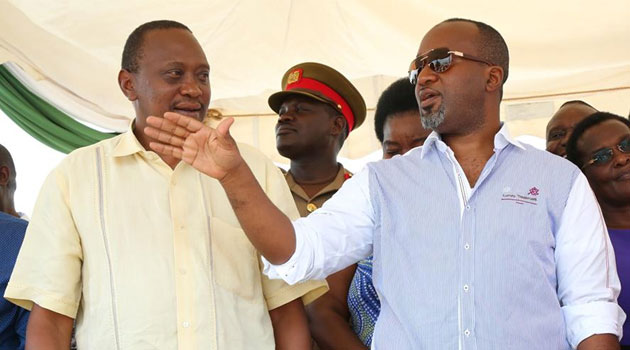 President Kenyatta with Governor Joho during the launch of a road project in Mombasa on Saturday. Photo/ HASSAN JOHO