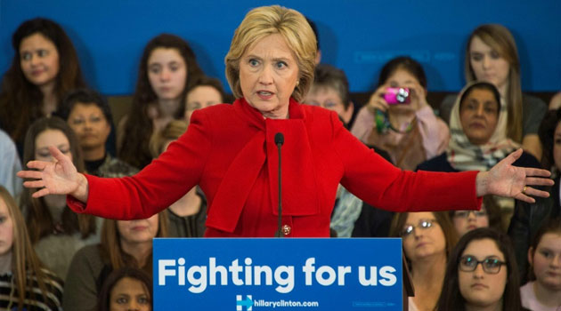 US Democratic presidential hopeful Hillary Clinton speaks at a campaign rally in North Liberty, Iowa on January 23, 2016/AFP