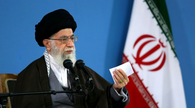 In his first comments since the atomic agreement at the weekend, Iran's supreme leader Khamenei (pictured) told President Rouhani to "guard against deceit and violations of arrogant states particularly the United States"/FILE