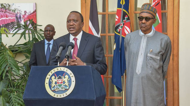 President Buhari and Somali President Hassan Sheikh Mohamoud on Wednesday joined President Kenyatta at Moi Barracks in Eldoret for a special memorial service in honour of fallen Kenya Defence Force soldiers/PSCU