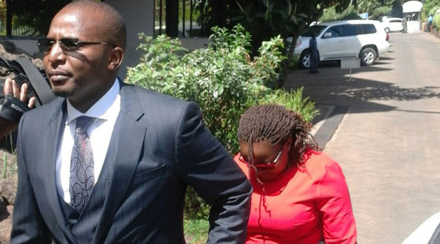 Kabura arrived at Integrity Centre while trying to hide her face from reporters at about 11am accompanied by her lawyer Dennis Mosota before the questioning began a few minutes later/CFM