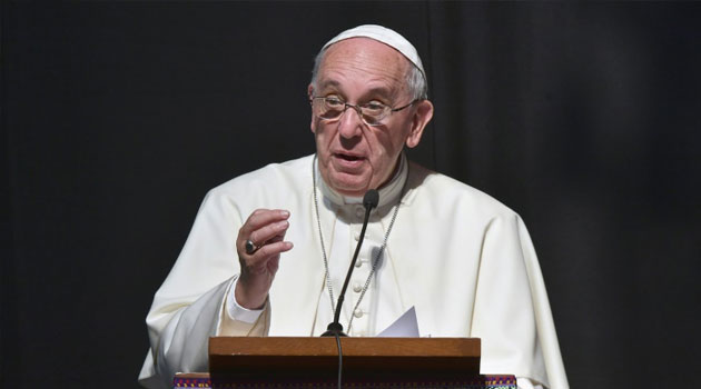 Pope Francis during an address/FILE