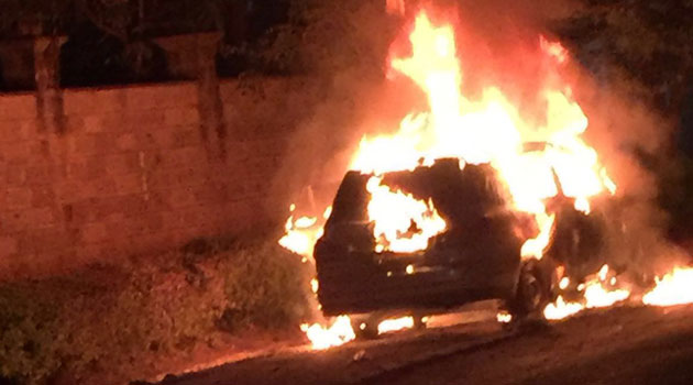 The taxi driver told police he was attacked by four men who blocked the road and forced him out of the vehicle before setting it alight/COURTESY