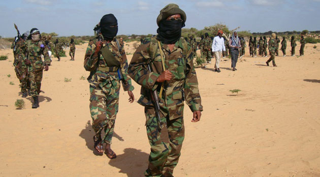 Somali Al-Shabaab fighters are seen gathering in Elasha Biyaha/AFP