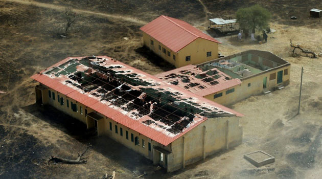 The burnt-out classrooms of a school in Chibok, northeastern Nigeria, from where Boko Haram Islamist fighters seized 276 teenagers on the evening of April 14, 2014 © AFP/File