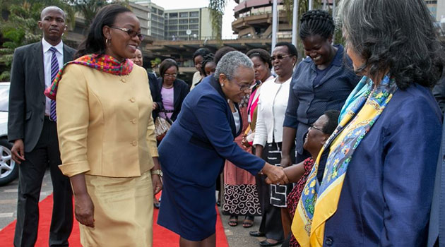 The First Lady who spoke during the International Women's Day celebrations at Kenyatta International Convention Centre-(KICC) said women have always strived to ensure peace prevails despite holding different political and religious views/PSCU