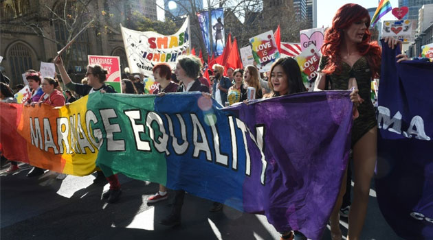 Supporters of same-sex marriage take part in a rally in Sydney, in 2015 © AFP/File 