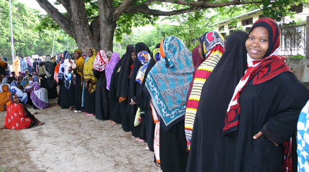 Zanzibari voters queue up to vote outside a polling station in previous  elections/XINHUA-File