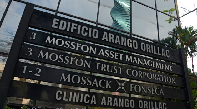 View of a sign outside the building where Panama-based Mossack Fonseca law firm offices are housed in Panama City on April 3, 2016/AFP