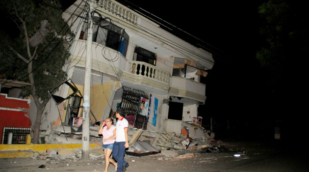 The quake struck at 2358 GMT about 170 km from Quito and just 27 kilometers from the town of Muisne/AFP