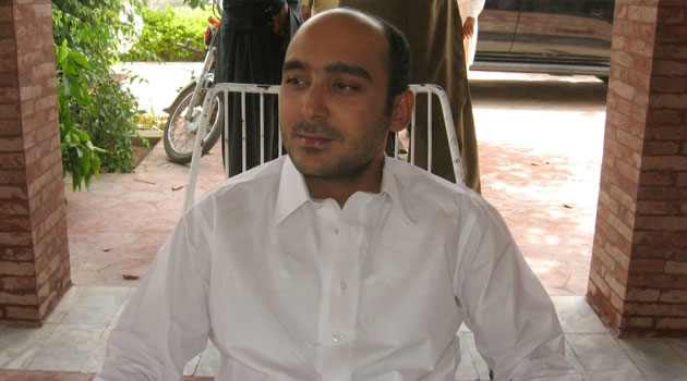 Ali Haider Gilani, son of former Pakistani prime minister Yousuf Raza Gilani, pictured in Multan, Pakistan, in May 2013/AFP