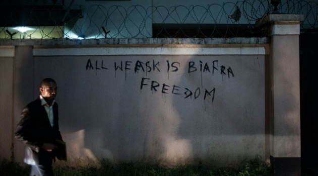 Pro-Biafran graffiti messages in Port Hardcourt, south-east Nigeria/AFP