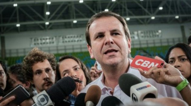 Rio de Janeiro's Mayor Eduardo Paes, pictured on May 14, 2016, is on the defensive a month before the Olympic Games opening ceremony/AFP-File