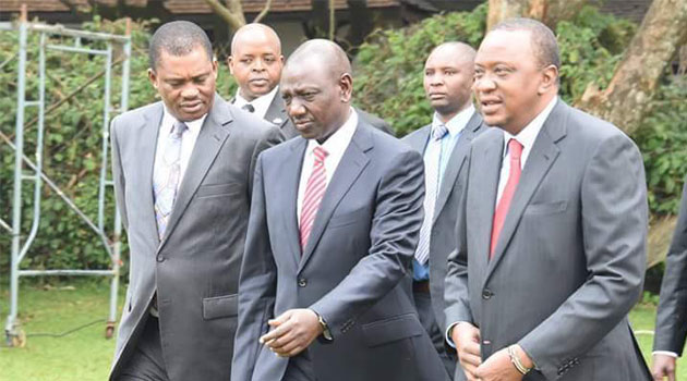 Speaker Muturi in step with President Uhuru Kenyatta and his Deputy William Ruto/COURTESY