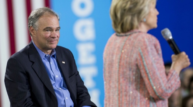 US Democratic Presidential candidate Hillary Clinton speaks during a campaign rally with US Senator Tim Kaine, in Annandale, Virginia/AFP  