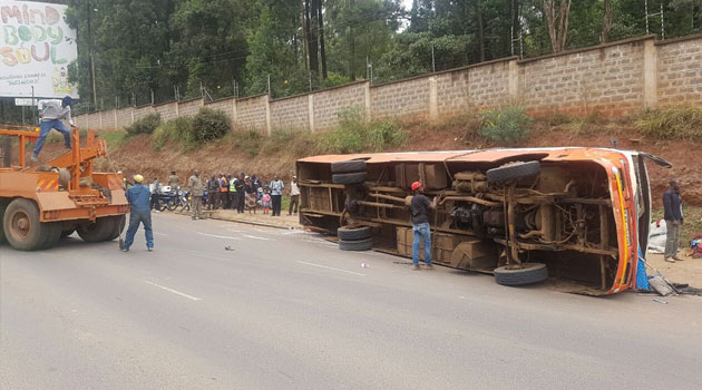 Witnesses say the accident occurred when the driver tried to avoid hitting a car ahead of it as it slowed down at bumps/ANITA NDERU