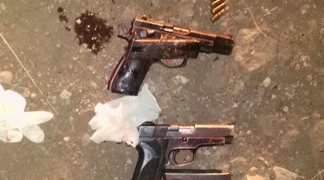 Police say one of two pistols recovered from four suspected thugs killed on Thursday at City Cabanas belonged to Nairobi Senator Mike Sonko's murdered bodyguard/COURTESY