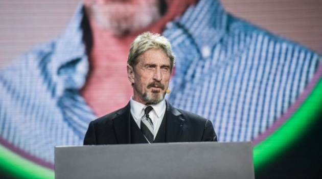 John McAfee, founder of the eponymous anti-virus company, addresses the China Internet Security Conference in Beijing on August 16, 2016/AFP