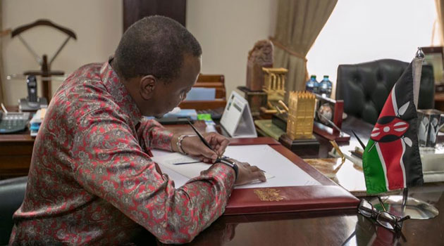 The Bills were presented to the President for his signature by Solicitor General Njee Muturi/PSCU