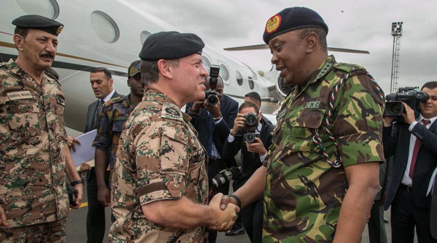 King Abdullah was received by President Kenyatta at the Jomo Kenyatta International Airport/PSCU