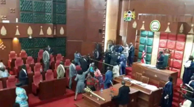 Chaos erupts at City Hall after CORD county assembly members roughed up another from Jubilee/ SIMON NDONGA