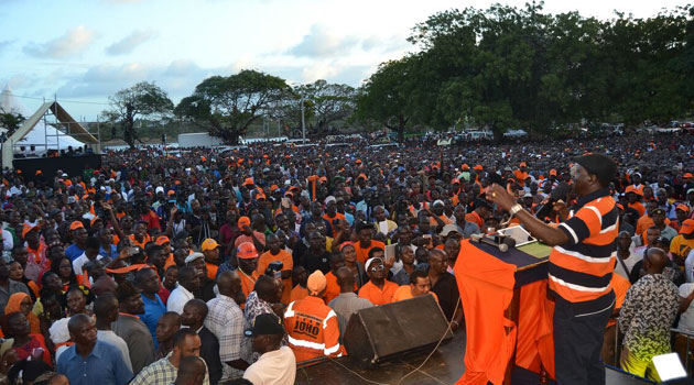 The ODM Party Leader accepted the Presidential nomination at the Mama Ngina Drive in Mombasa/COURTESY