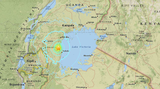 The epicentre of the 1227 GMT quake was about 25 kilometres (15 miles) east of the north western town of Nsunga on the border of Lake Victoria/USGS