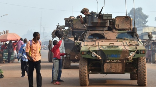 French Sangaris forces patrol in Bangui, central African Republic in February 2016 as people vote in presidential elections hoping to bring peace after the country's worst sectarian violence since independence in 1960/AFP-File