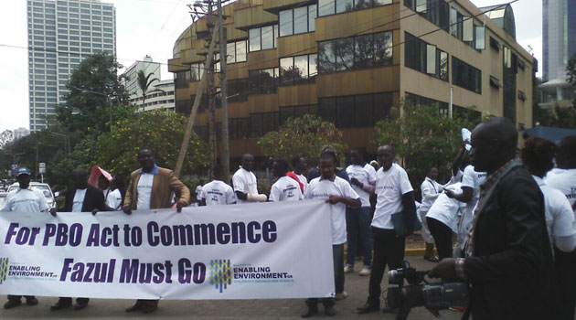 The activists, under the umbrella of the Civil Society Reference Group on Tuesday met at Freedom Corner in Uhuru Park for a protest in a bid to pile pressure on the anti-graft body, which has been investigating Mahamed's degree whose authenticity is in doubt/KEVIN GITAU