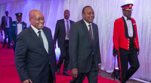 President Kenyatta spoke when he hosted a state banquet in honour of the visiting South Africa President Jacob Zuma and his wife Sizakele Zuma at State House, Nairobi, Tuesday night/PSCU